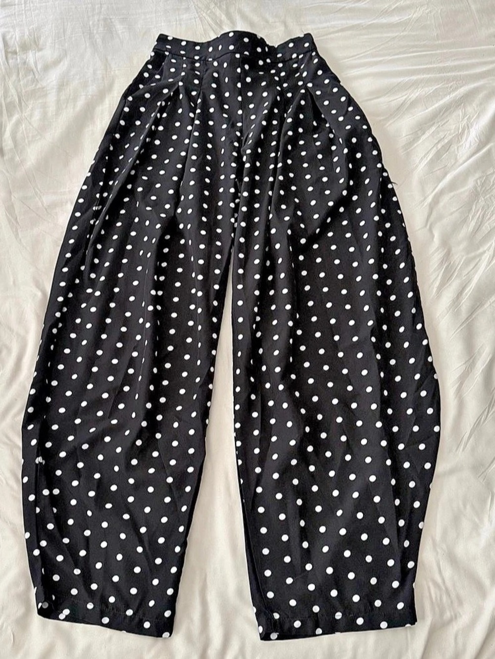 SHEIN Black and White Polka Dot High Waist Wide Leg Pants Medium